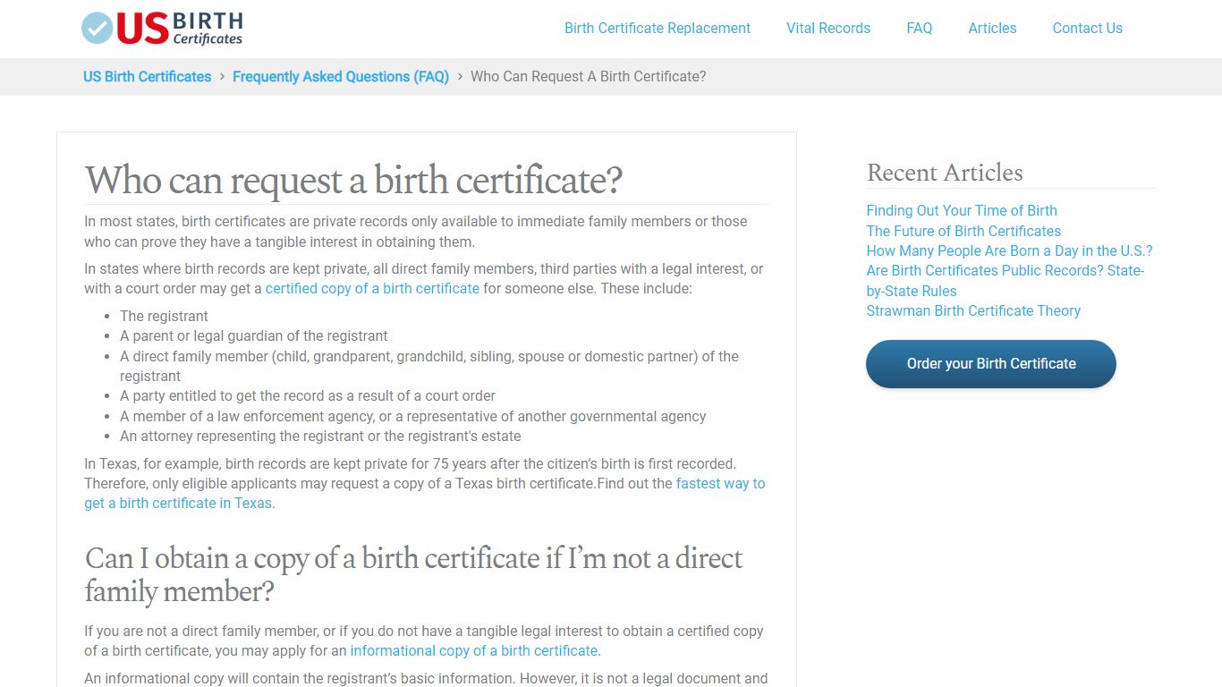 Who Can Request a Birth Certificate? - US Birth Certificates